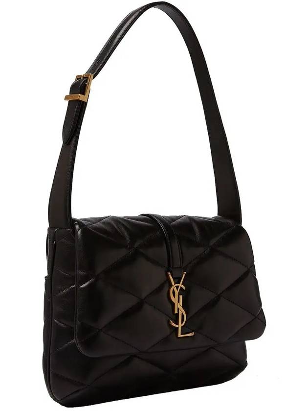 LE 57 Quilted Lambskin Hobo Shoulder Bag Black - SAINT LAURENT - BALAAN 4