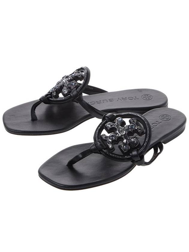 Jeweled Miller Flip Flop Sandals Black - TORY BURCH - BALAAN 2