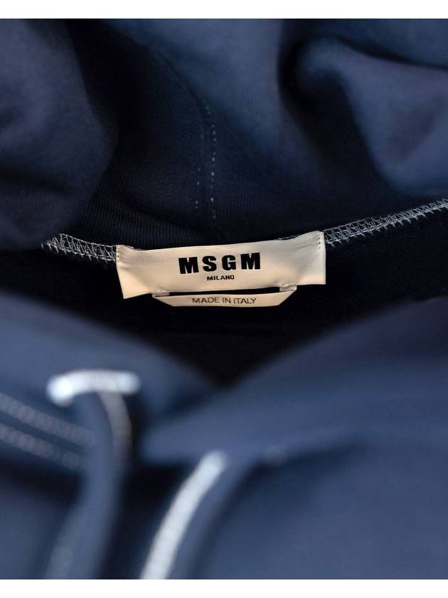 Embroidered Logo Cotton Hoodie Navy - MSGM - BALAAN 4