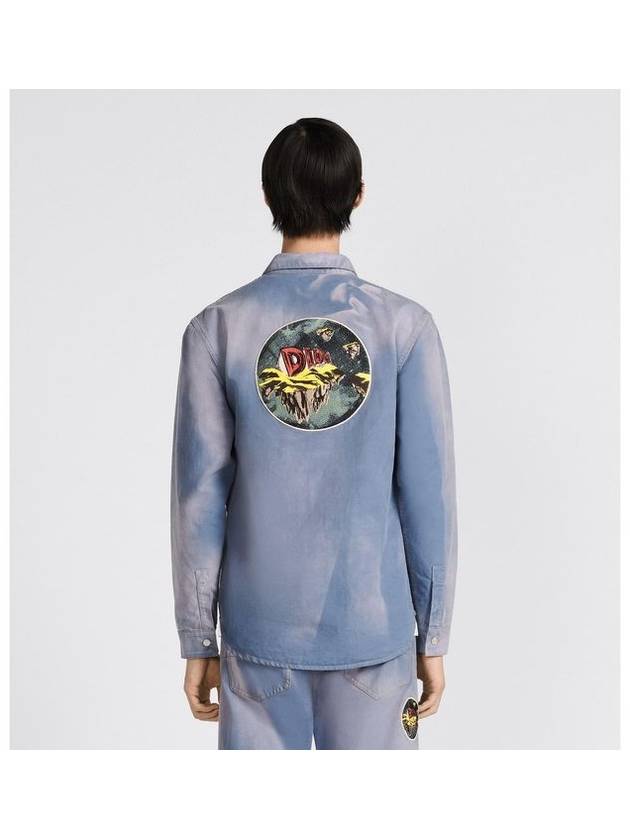 Astro Embroidered Patch Denim Long Sleeve Shirt Light Blue - DIOR - BALAAN 11