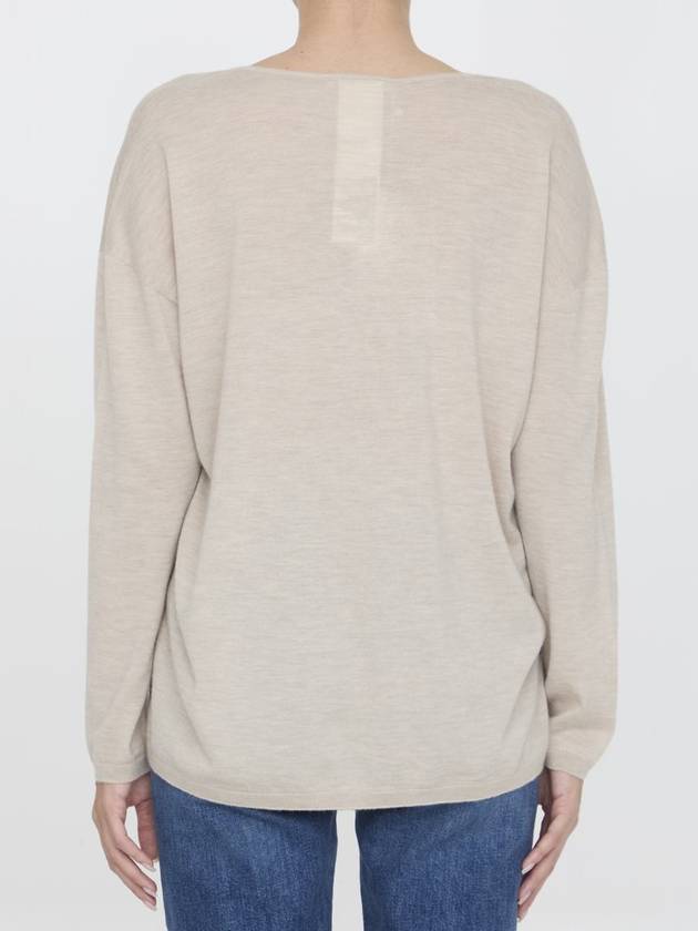 Precia V neck cashmere knit top beige - MAX MARA - BALAAN 5