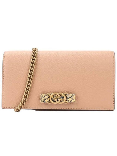 GG Interlocking Leather Chain Long Wallet Pink - GUCCI - BALAAN 1