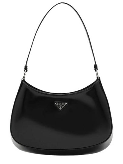 Triangular Logo Cleo Brushed Leather Shoulder Bag Black - PRADA - BALAAN 2