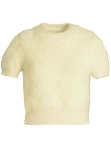 Crop Brushed Alpaca Knit Top Light Yellow - MAISON MARGIELA - BALAAN 1