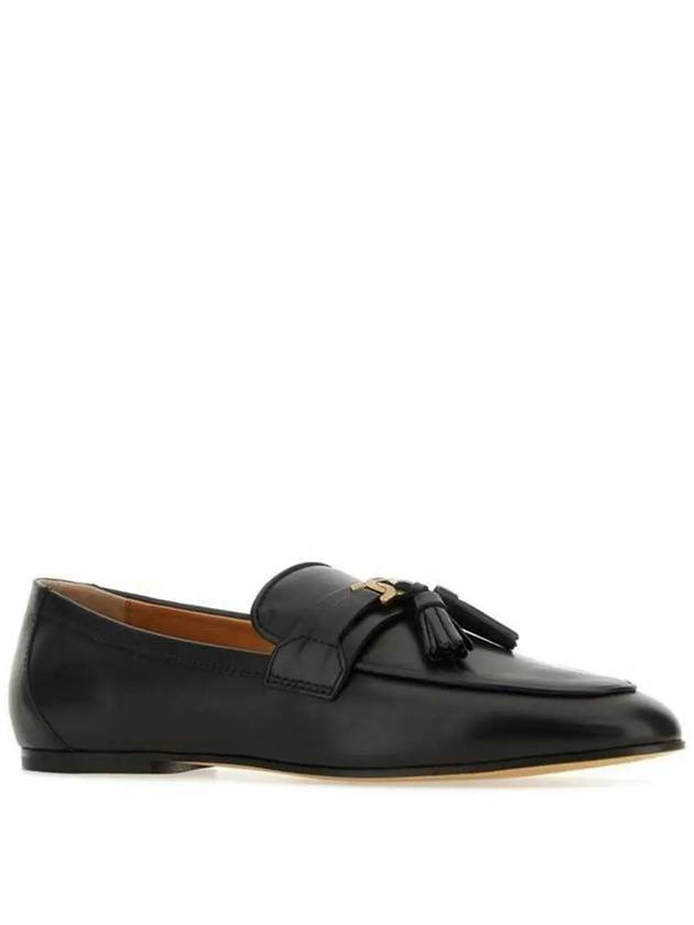 Tassel Embellished Leather Loafers Black - TOD'S - BALAAN 3