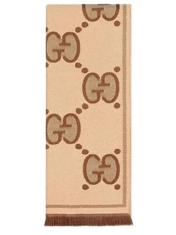 GG Wool Jacquard Muffler Beige - GUCCI - BALAAN 1