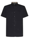 SHERFIELD Cotton Short-Sleeved Shirt Black - BURBERRY - BALAAN 5