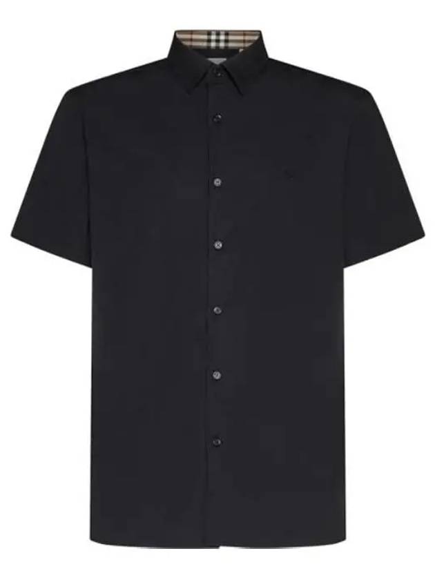 SHERFIELD Cotton Short-Sleeved Shirt Black - BURBERRY - BALAAN 5