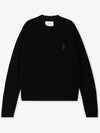 Red ADC Chain Stitch Heart Logo Knit Top Black - AMI - BALAAN 3