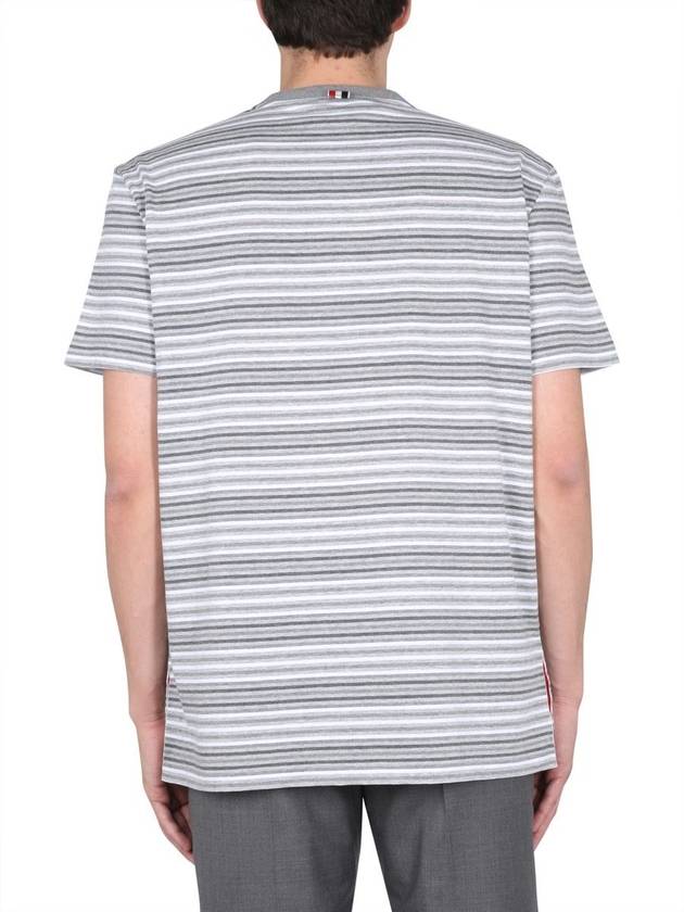 Men's Striped Midweight Jersey Short Sleeve T-Shirt Grey - THOM BROWNE - BALAAN 6