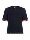 RWB Stripe Cotton Short Sleeve T-Shirt Navy - THOM BROWNE - BALAAN 3