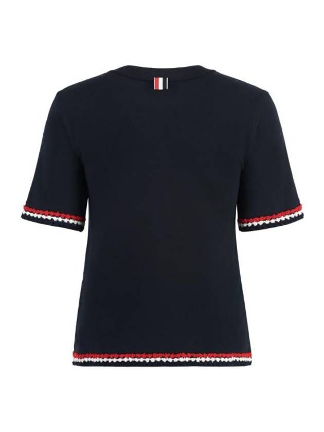 RWB Stripe Cotton Short Sleeve T-Shirt Navy - THOM BROWNE - BALAAN 3