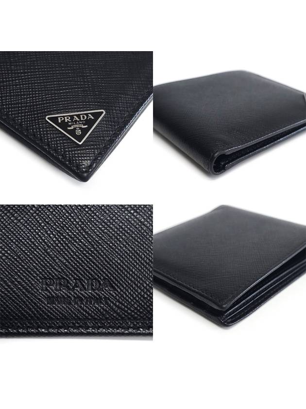 2MO513 Silver Triangular Logo Black Saffiano Bicycle Wallet - PRADA - BALAAN 8