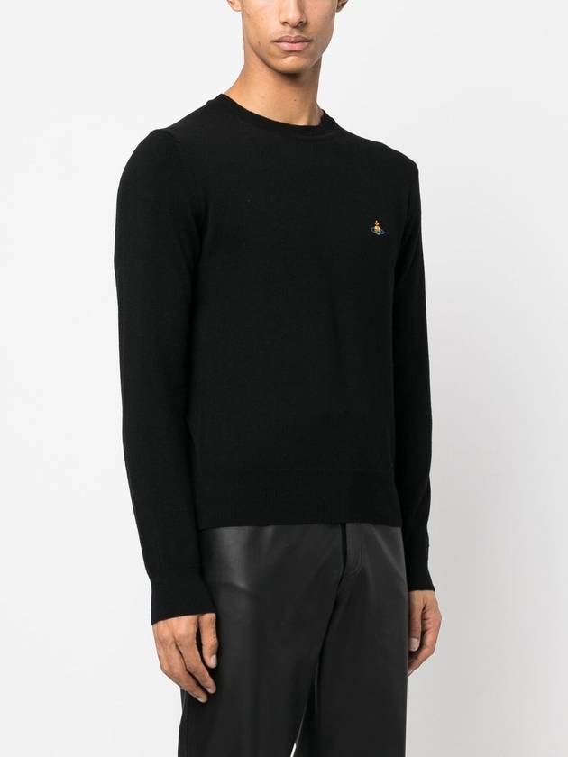 Logo Crew Neck Wool Knit Top Black - VIVIENNE WESTWOOD - BALAAN 4