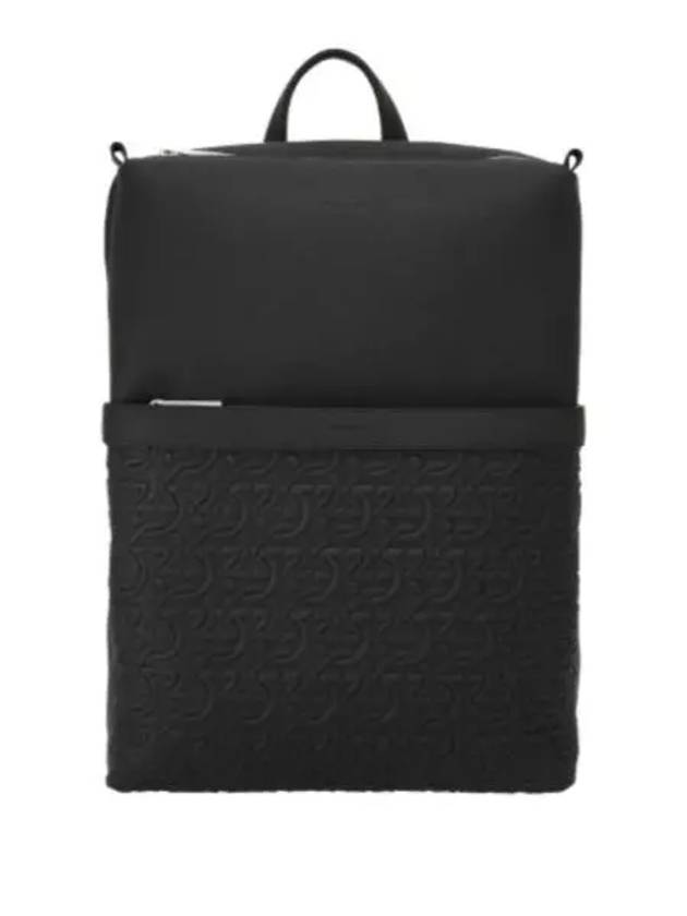 Embossed Gancini Pattern Backpack Black - SALVATORE FERRAGAMO - BALAAN 2