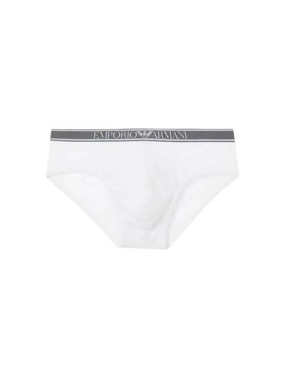 Logo Banding Ribbed Cotton Briefs White - EMPORIO ARMANI - BALAAN 2