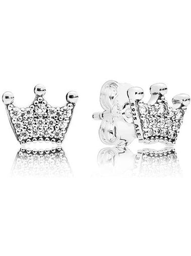 Stud Crown Earrings Silver - PANDORA - BALAAN 1