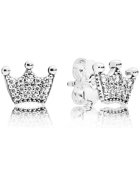 Stud Crown Earrings Silver - PANDORA - BALAAN 1