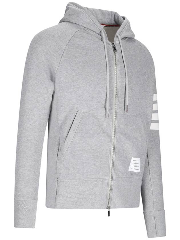 Engineered 4 Bar Diagonal Zip Up Hoodie Light Grey - THOM BROWNE - BALAAN 3