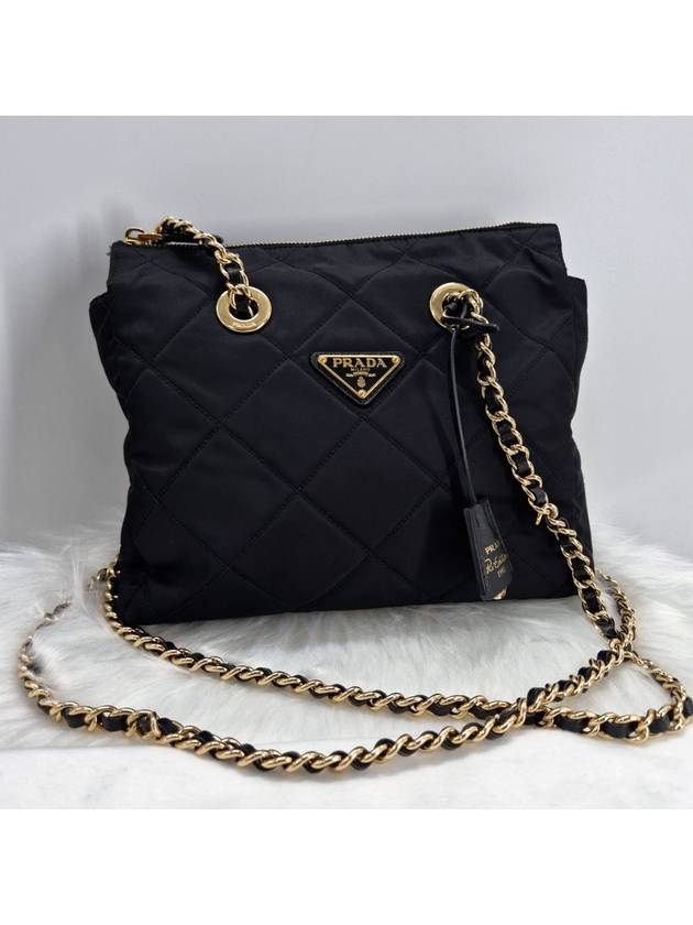 Re nylon triangle logo chain shoulder bag black 1bg468 - PRADA - BALAAN 4