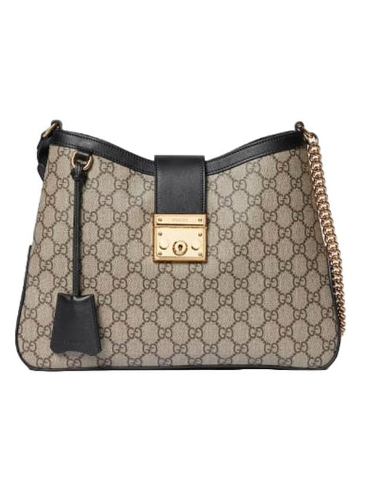 Padlock GG Supreme Medium Shoulder Bag Black Beige - GUCCI - BALAAN 1