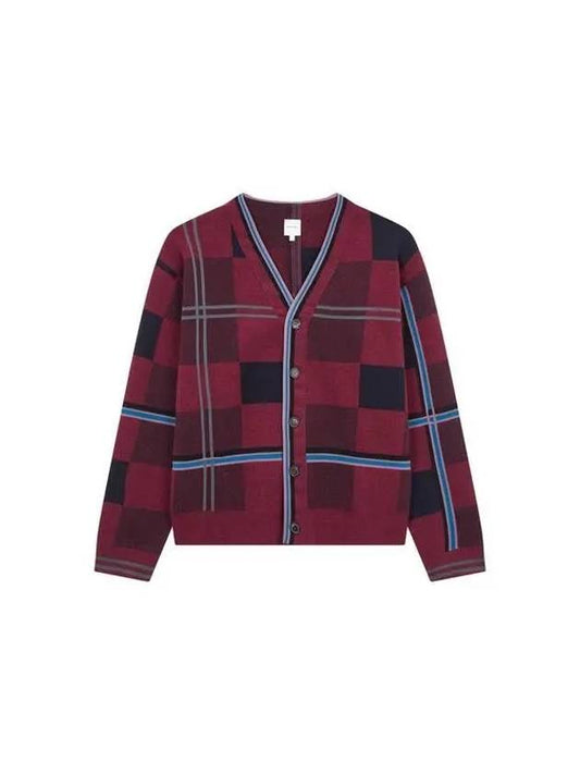 Check pattern easy wool cardigan burgundy 271007 - PAUL SMITH - BALAAN 1