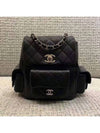 Duma Caviar Backpack Three Pocket Small Black Champagne Gold AS4399 - CHANEL - BALAAN 9