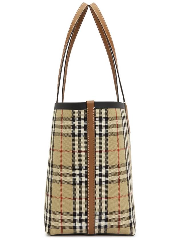 London Check Medium Cotton Tote Bag Archives Beige - BURBERRY - BALAAN 5