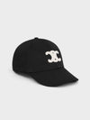 Triomphe Logo Cotton Ball Cap Black - CELINE - BALAAN 2