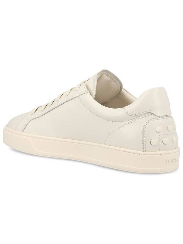 Men's Lace Up Leather Low Top Sneakers Milk White - TOD'S - BALAAN 4