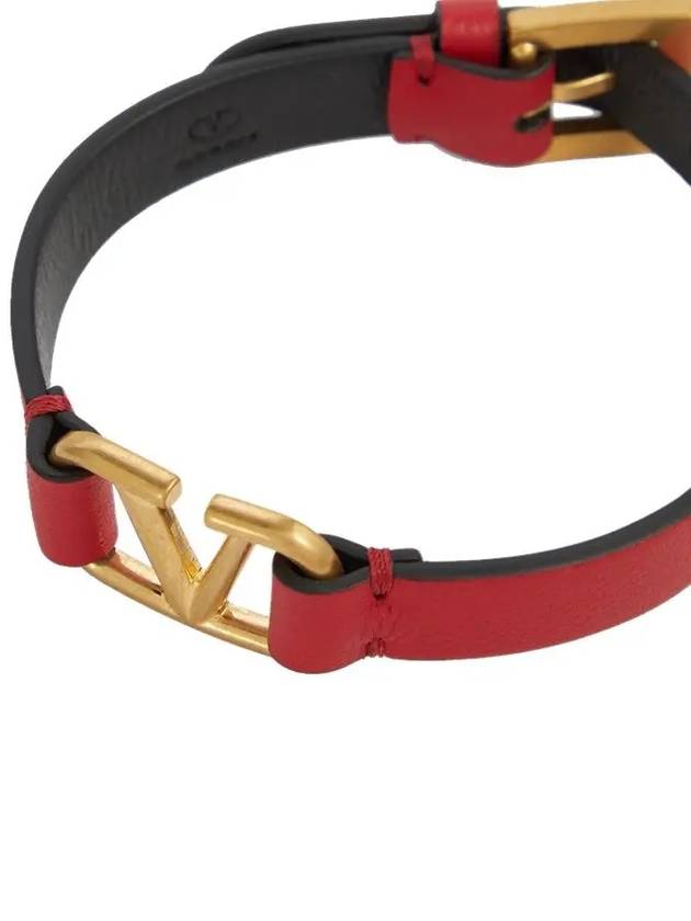 Signature V Logo Calfskin Bracelet Red - VALENTINO - BALAAN 9