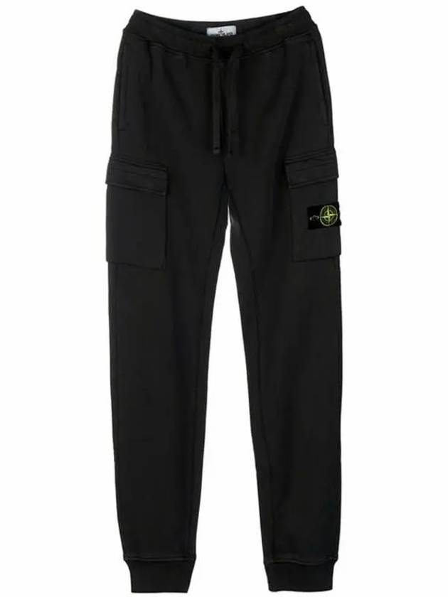 Garment Dyed Cotton Fleece Track Pants Black - STONE ISLAND - BALAAN 2