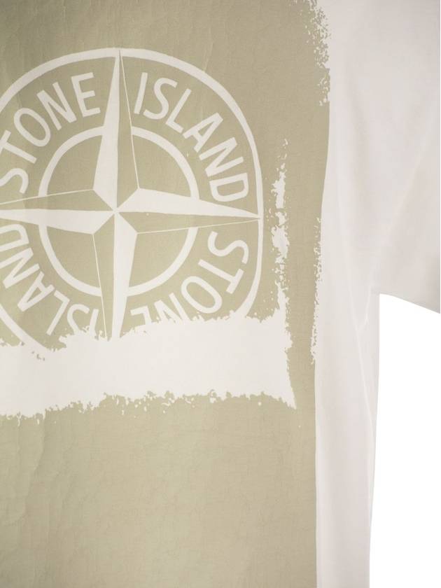 Logo Print Short Sleeve T-Shirt White - STONE ISLAND - BALAAN 5