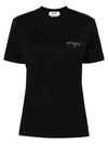 Embroidered Glitter Logo Cotton Short Sleeve T Shirt Black - MSGM - BALAAN 2