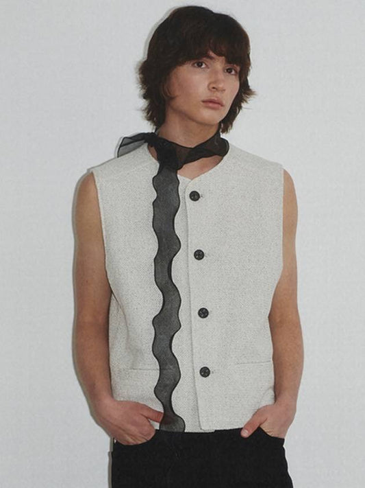 Classic Round Neck Vest_Ivory - KINETO - BALAAN 1