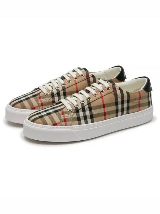 Vintage Check Cotton Low Top Sneakers Beige - BURBERRY - BALAAN 2