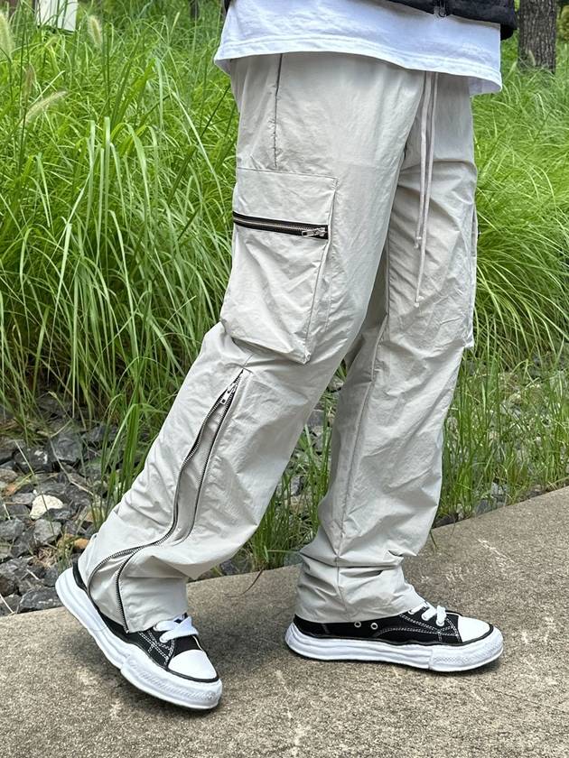 Nylon Side Zippper Cargo Pants Cream - CLACO - BALAAN 1