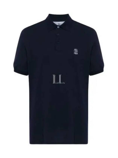 Printed Logo Cotton Polo Shirt Navy - BRUNELLO CUCINELLI - BALAAN 2