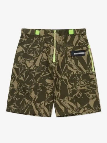 Crinkle Print Working Shorts Pants AMI Army Green STAR31111ARGN - ARIES - BALAAN 1