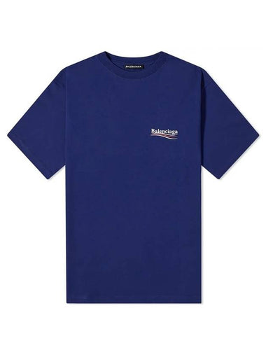 Wave Logo Large Fit Short Sleeve T-Shirt Blue - BALENCIAGA - BALAAN 1