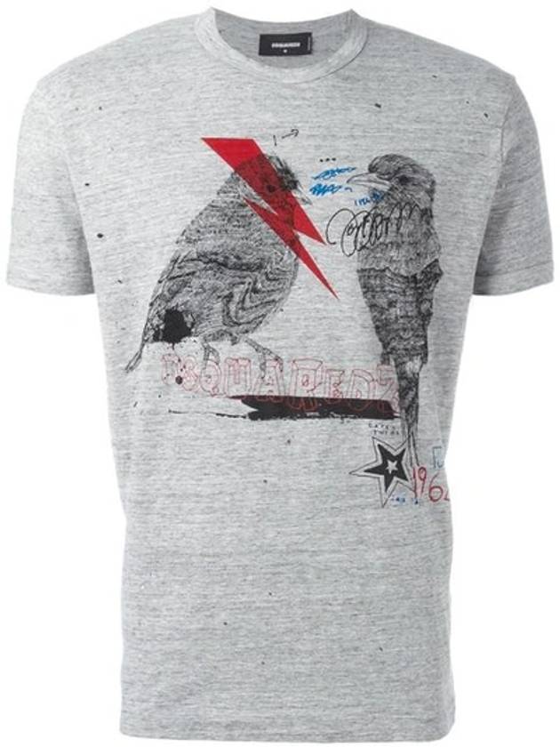 Double Bird Short Sleeve T-Shirt Grey - DSQUARED2 - BALAAN 1