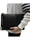 Intrecciato Strap Clutch Bag Black - BOTTEGA VENETA - BALAAN 2