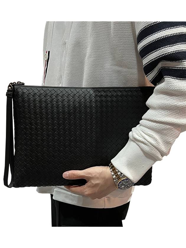 Intrecciato Strap Clutch Bag Black - BOTTEGA VENETA - BALAAN 2