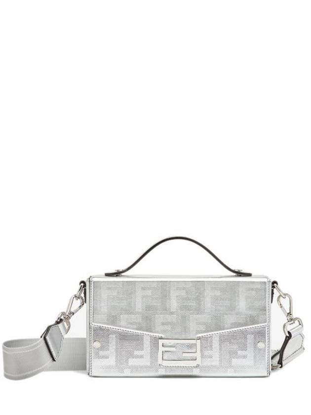 Soft Trunk Baguette Leather Cross Bag Silver - FENDI - BALAAN 1