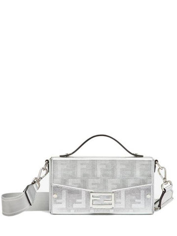 Soft Trunk Baguette Leather Cross Bag Silver - FENDI - BALAAN 1