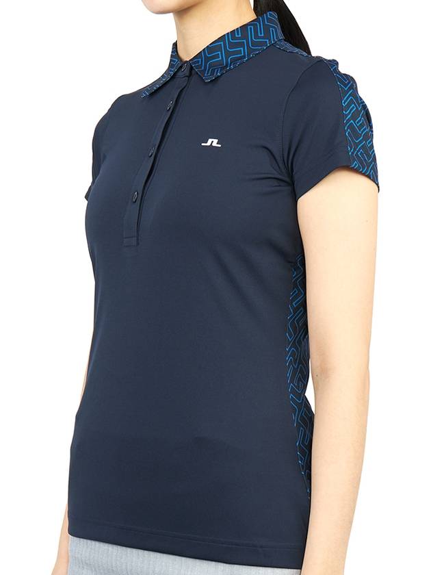 Women's Collar CARA Polo Short Sleeve T-Shirt Navy - J.LINDEBERG - BALAAN 3