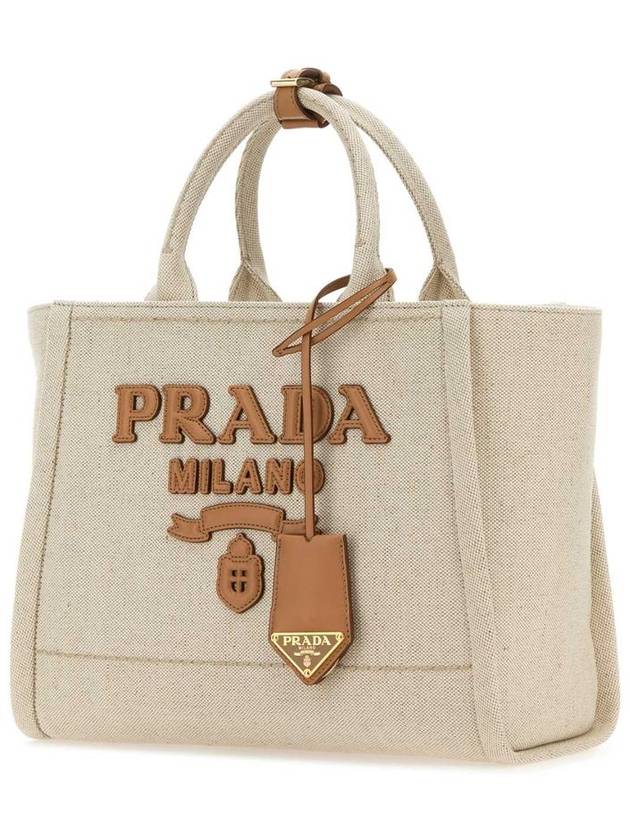 Leather Logo Medium Tote Bag Natural - PRADA - BALAAN 3