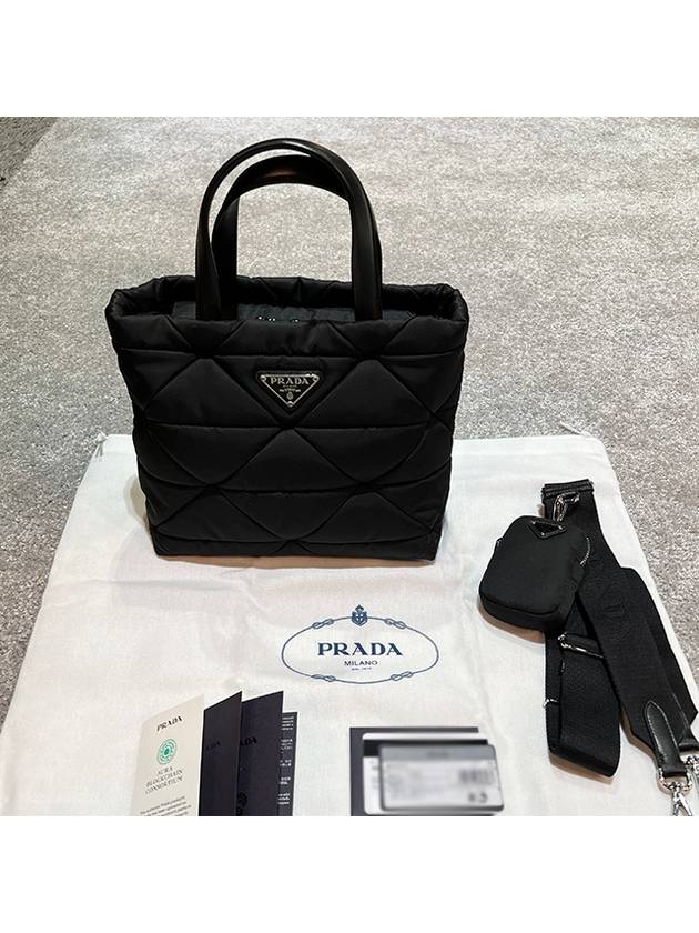 Triangle Logo Re-Nylon Padded Tote Bag Black - PRADA - BALAAN 3