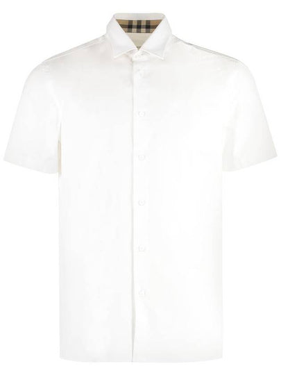 Men's Logo Cotton Short Sleeve Shirt White - BURBERRY - BALAAN 2