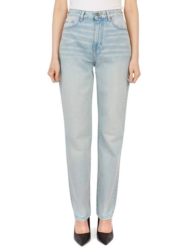 High Waist Straight Jeans Light Blue - GANNI - BALAAN 4